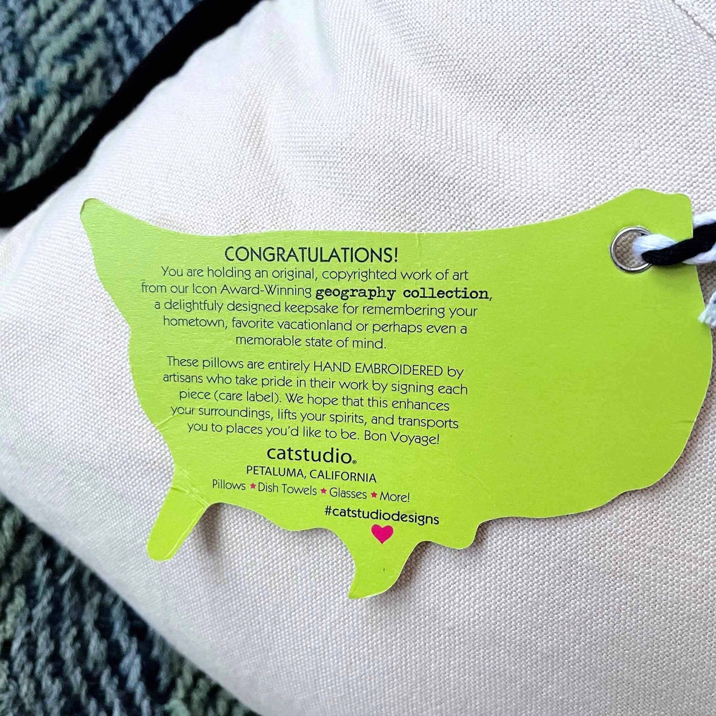 nwt catstudio hand-embroidered canada pillow
