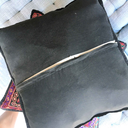 Vintage Indian hand-embroidered mirror boho pillow cases - set of 2