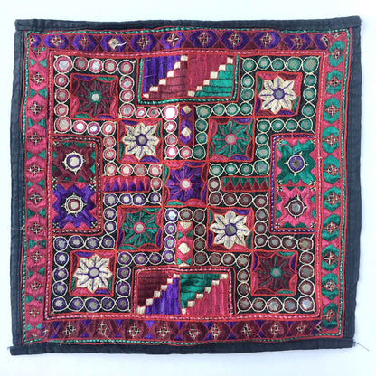 Vintage Indian hand-embroidered mirror boho pillow cases - set of 2