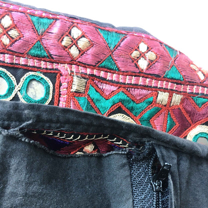 Vintage Indian hand-embroidered mirror boho pillow cases - set of 2