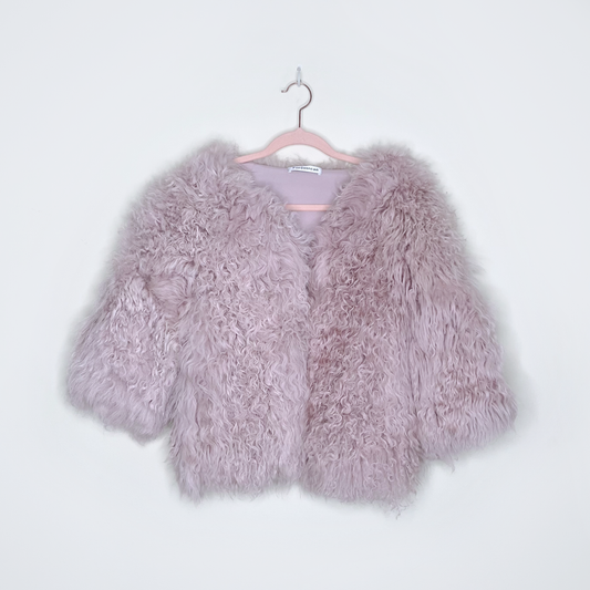 forevercan pink mongolian sheepskin short jacket - size small