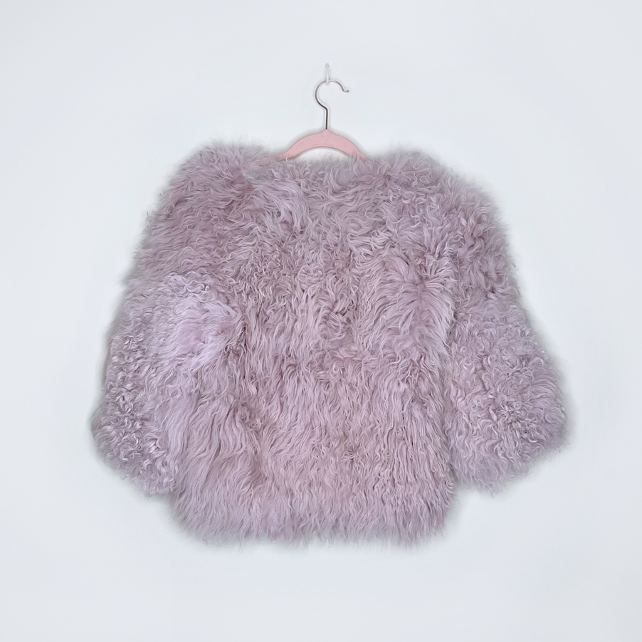 forevercan pink mongolian sheepskin short jacket - size small