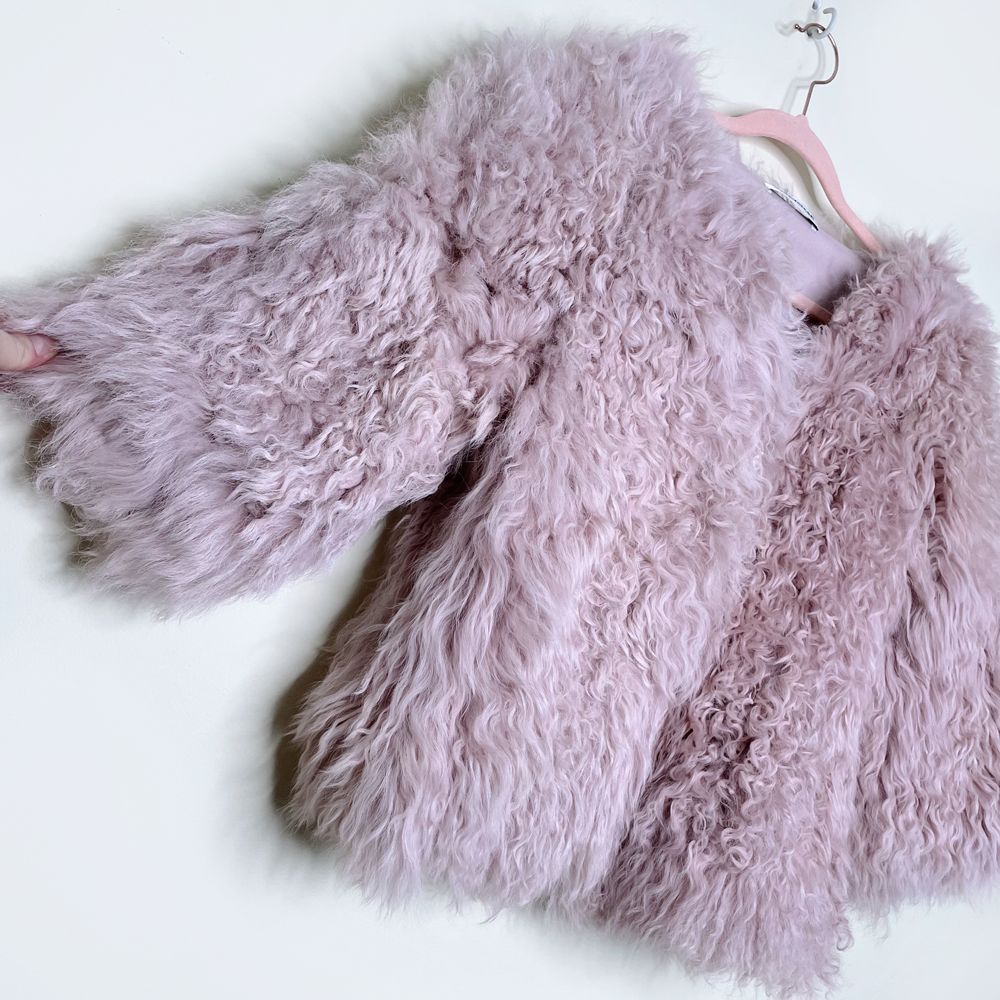 forevercan pink mongolian sheepskin short jacket - size small