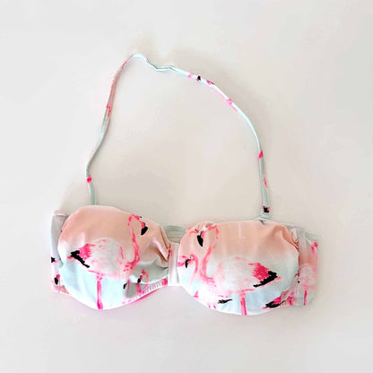 victoria's secret pink flamingo bandeau halter bikini top - size small