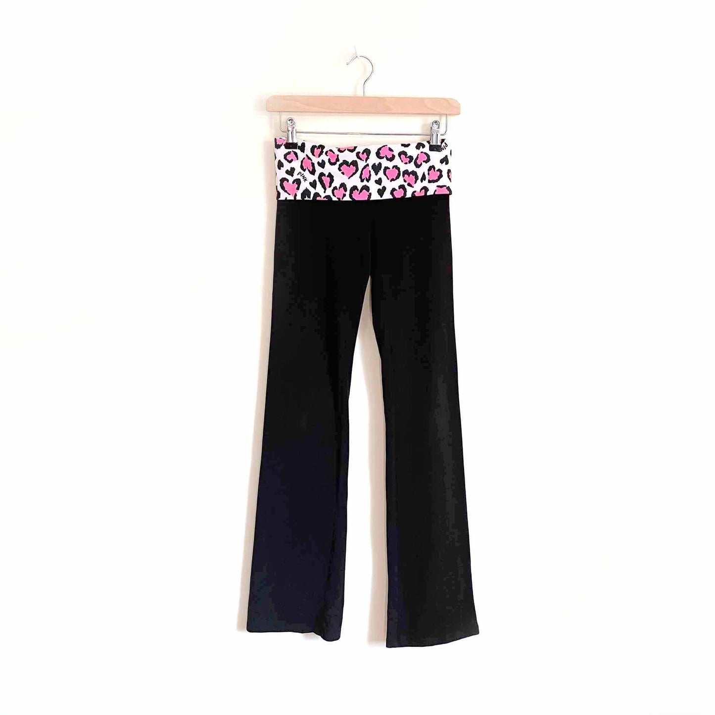 victoria's secret pink foldover incredible yoga flare pants - size xs