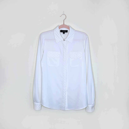 pink tartan quilted pearl button down blouse - size 00