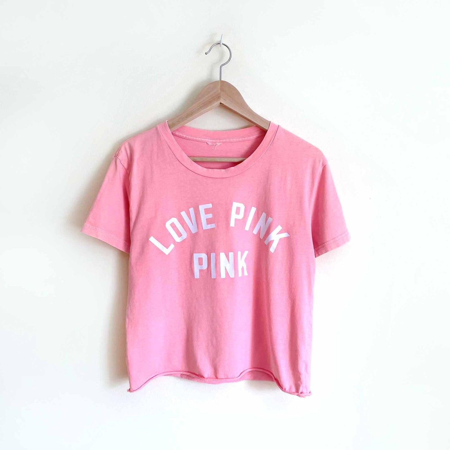 victoria's secret pink neon love pink cropped tee - size xs
