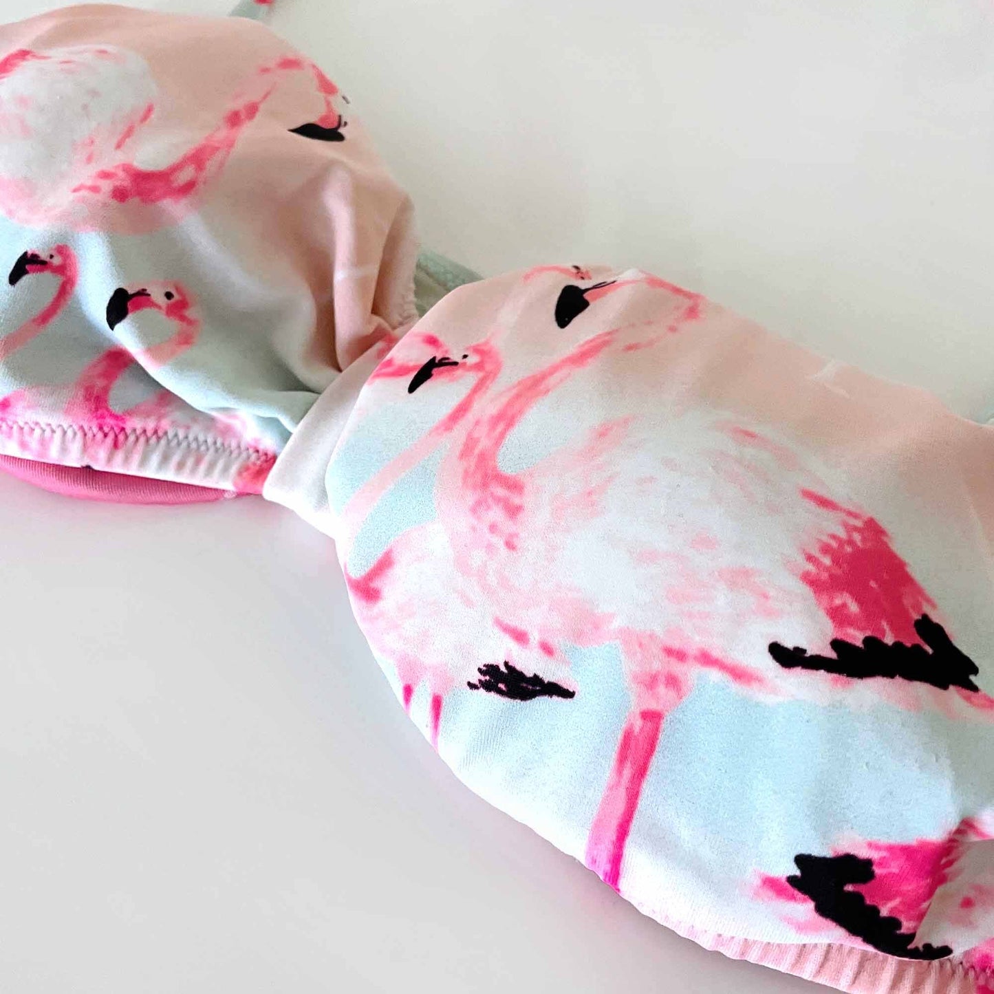 victoria's secret pink flamingo bandeau halter bikini top - size small