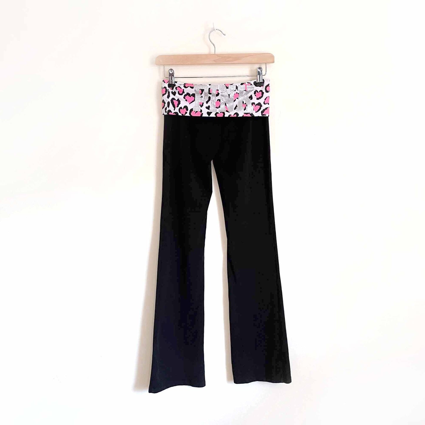 victoria's secret pink foldover incredible yoga flare pants - size xs