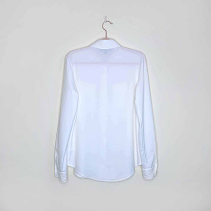 pink tartan quilted pearl button down blouse - size 00