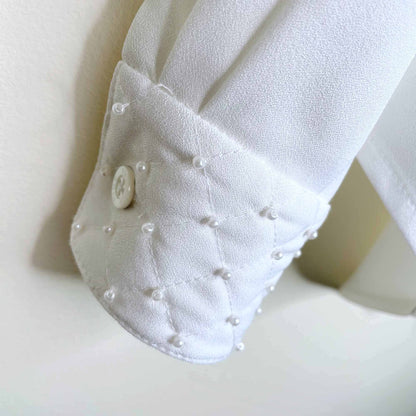 pink tartan quilted pearl button down blouse - size 00