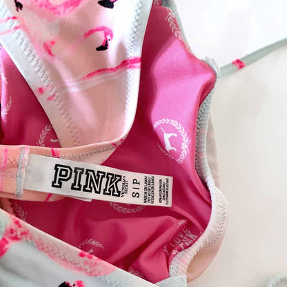 victoria's secret pink flamingo bandeau halter bikini top - size small