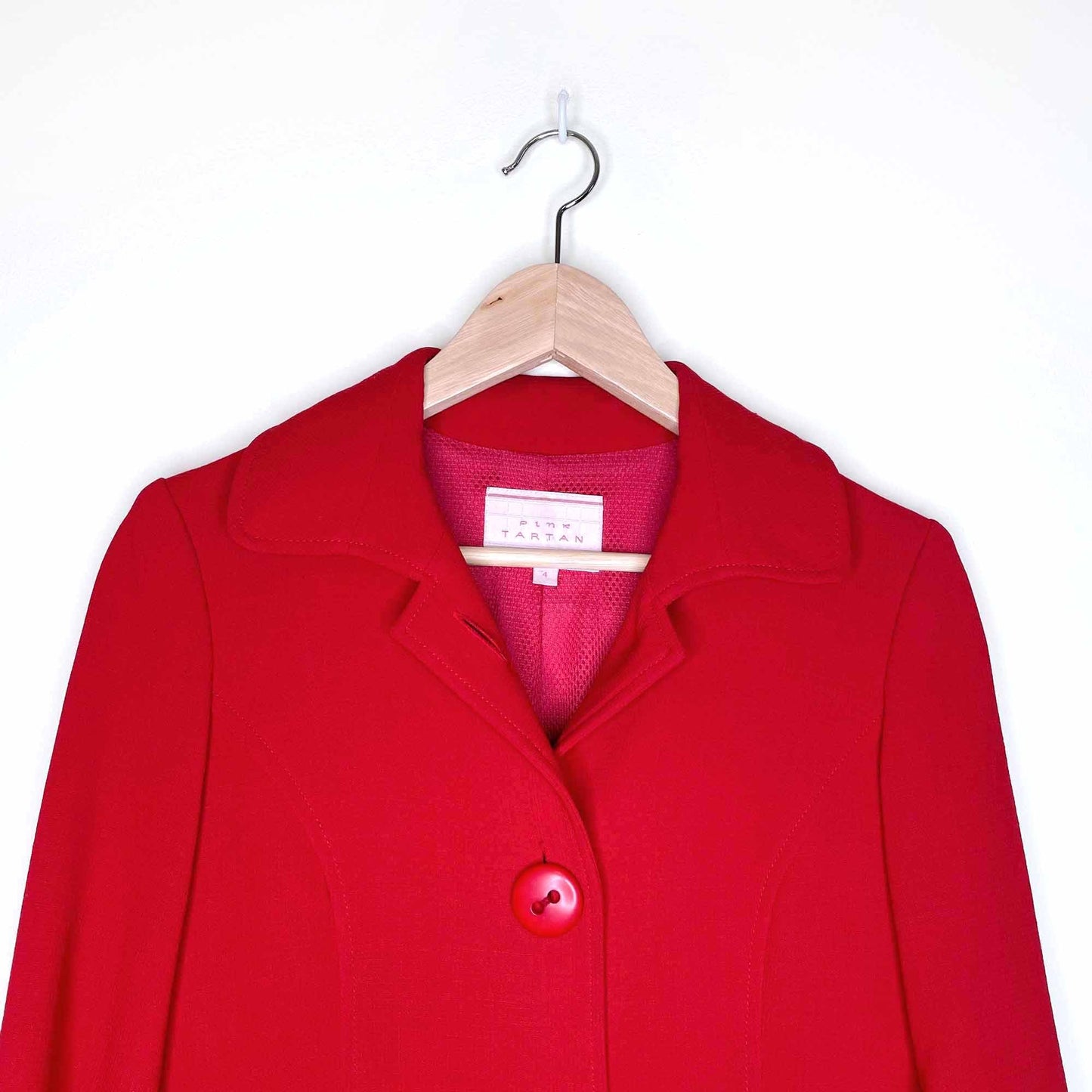 pink tartan 100% wool red jacket with mesh lining - size 4