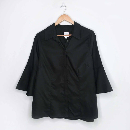 Pink Tartan bell sleeve peplum hem button down - size 14