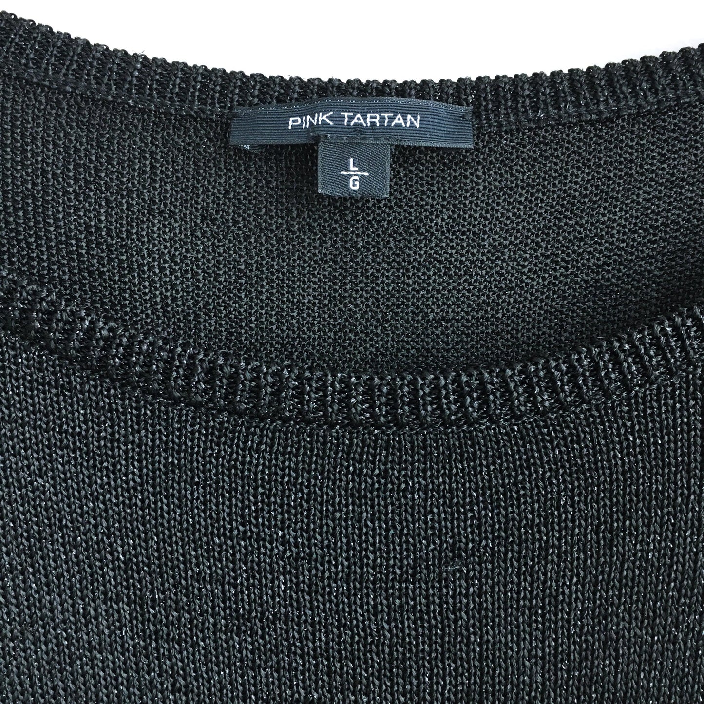 pink tartan black short sleeve knit - size large