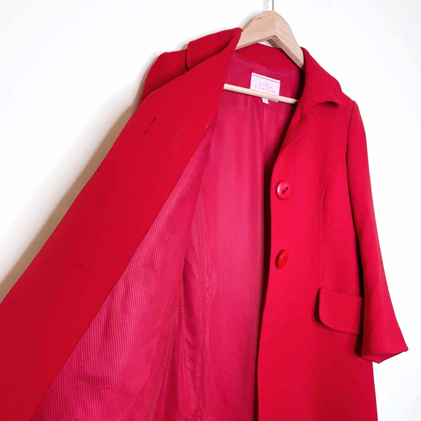 pink tartan 100% wool red jacket with mesh lining - size 4