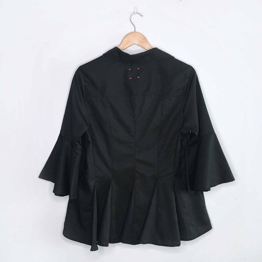 Pink Tartan bell sleeve peplum hem button down - size 14