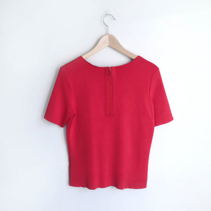 Pink Tartan big lips short sleeve knit - size Large