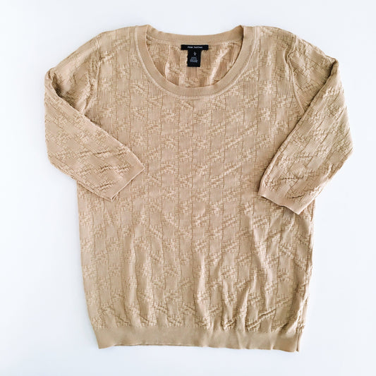 Pink Tartan gold basketweave sweater - size Large