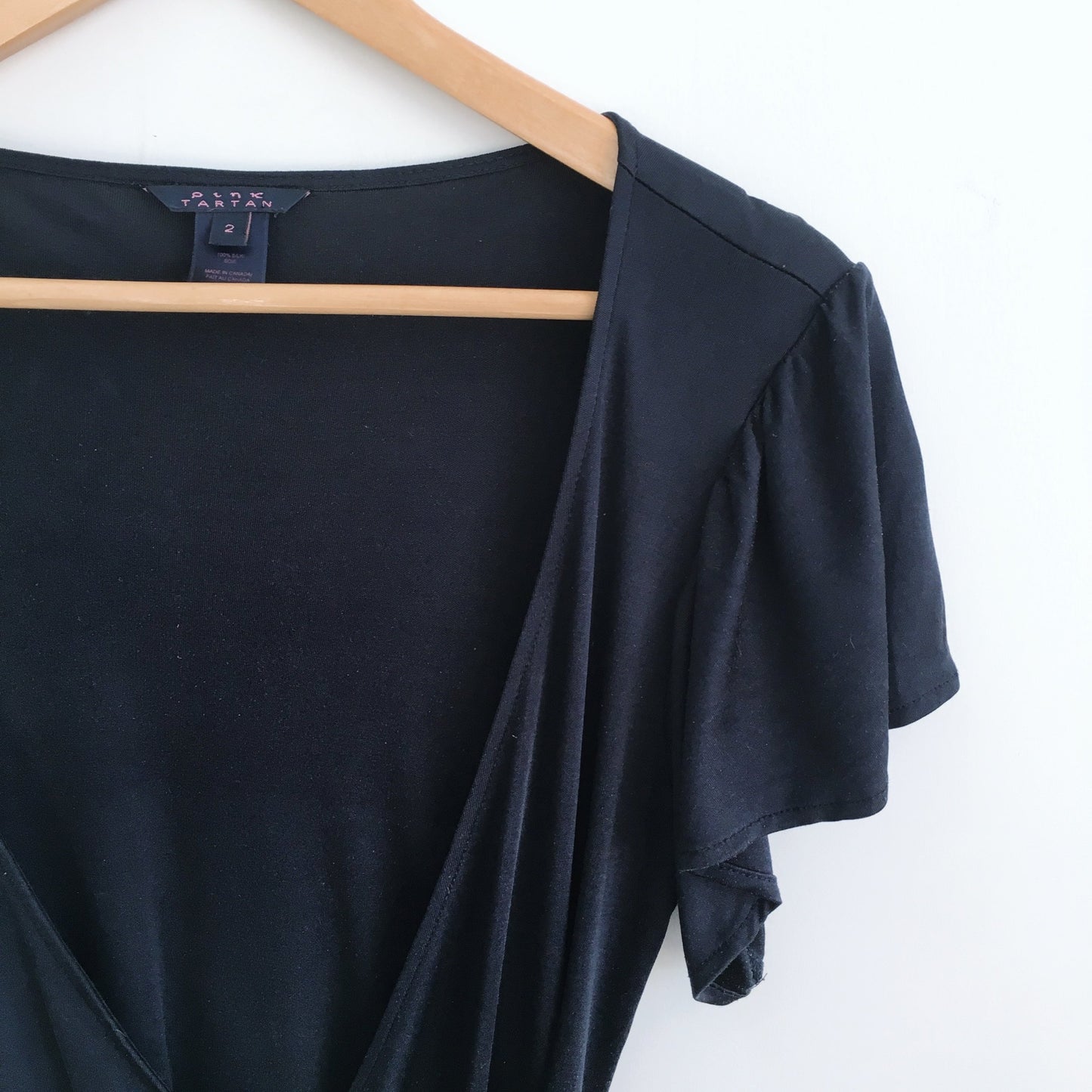 Pink Tartan Jersey Silk Wrap Dress - size 2