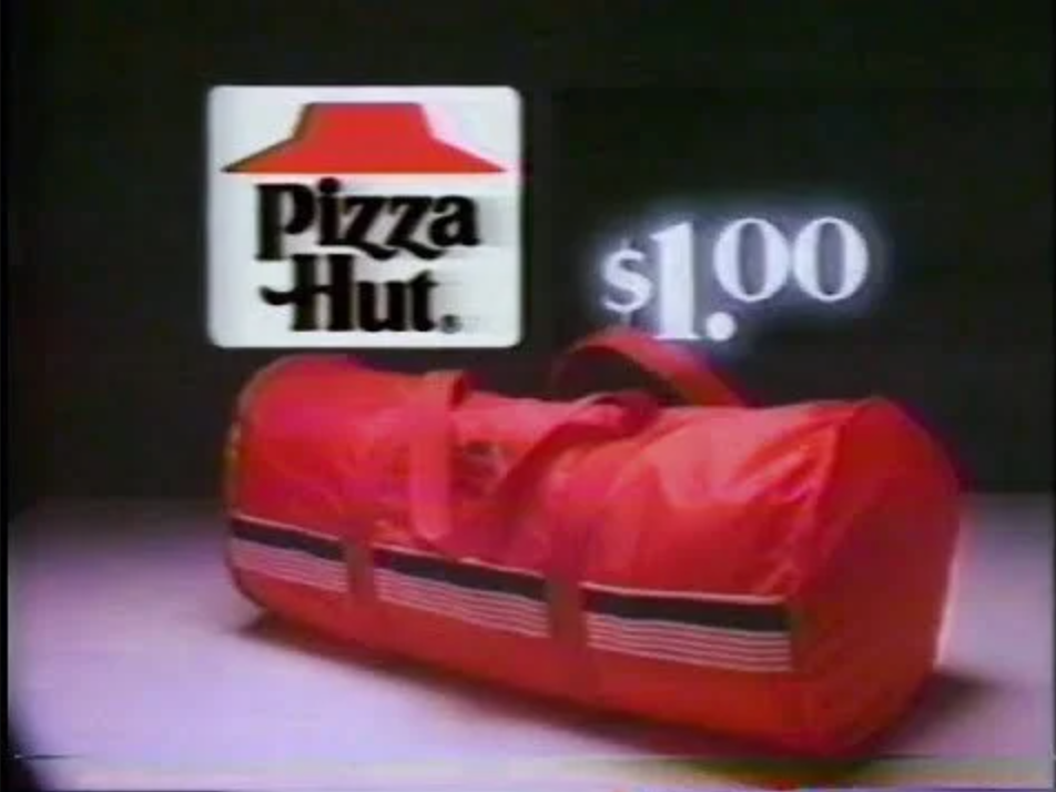 vintage 80's pizza hut promo duffel bag bag