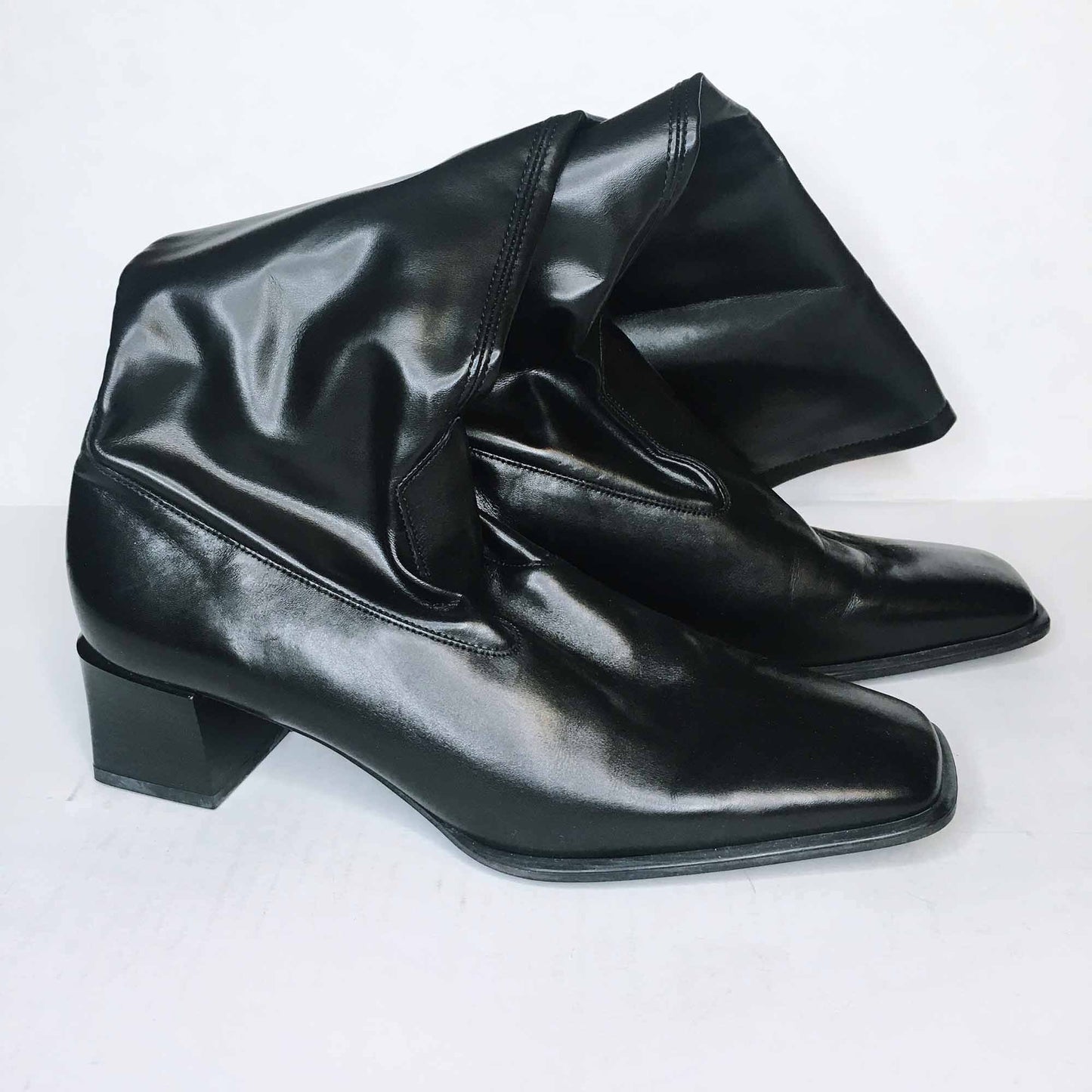 peter kaiser square toe leather boots - size  7