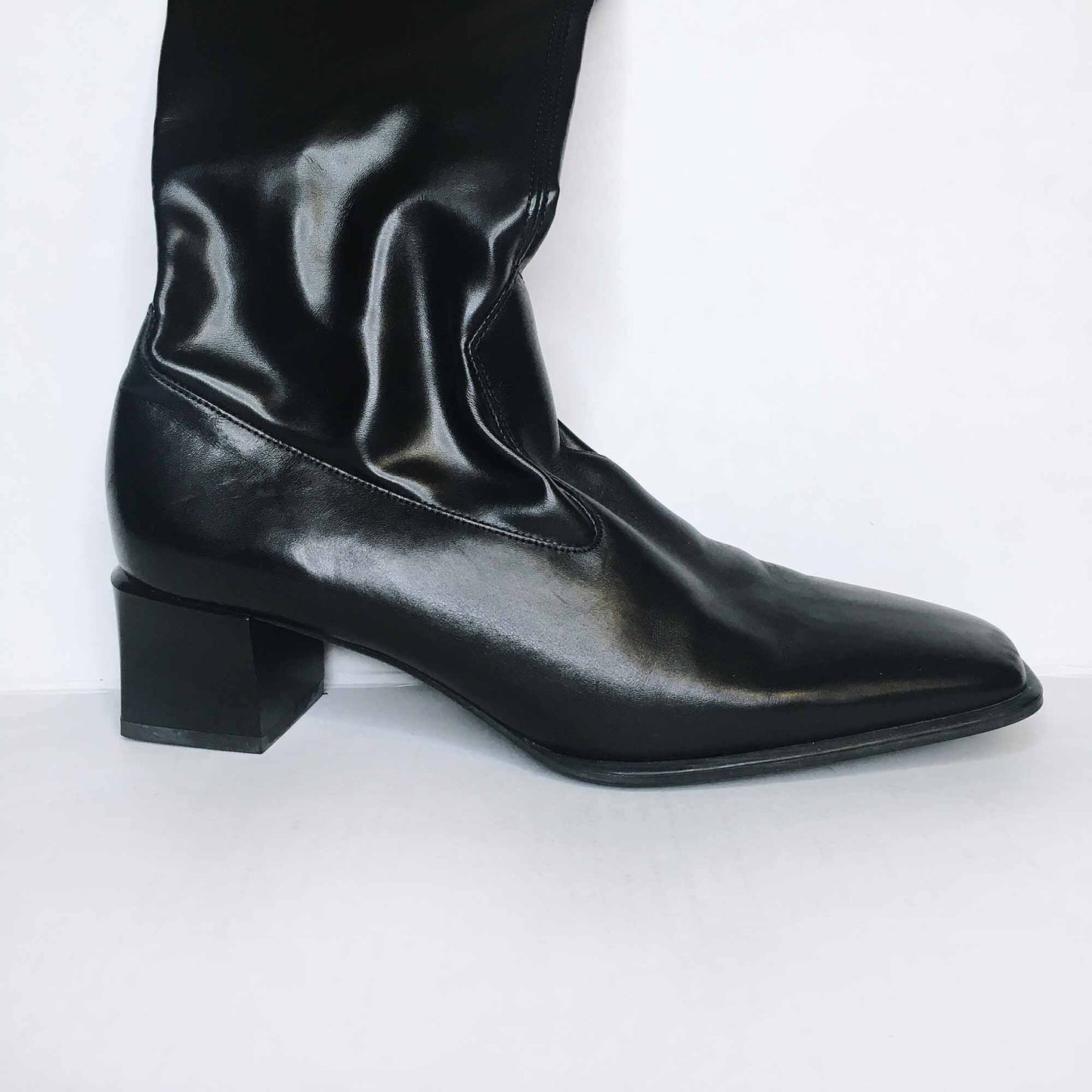 peter kaiser square toe leather boots - size  7
