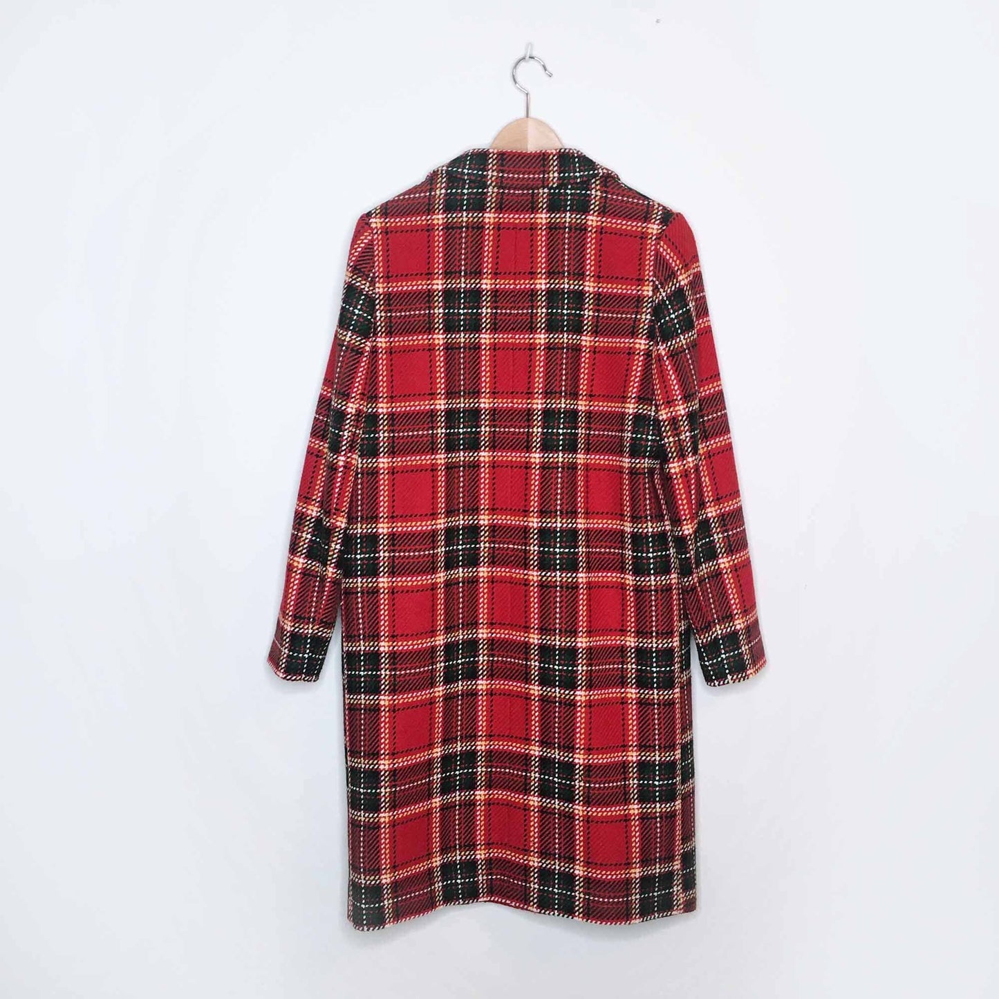 freez red tartan plaid long jacket - size 12 (small)