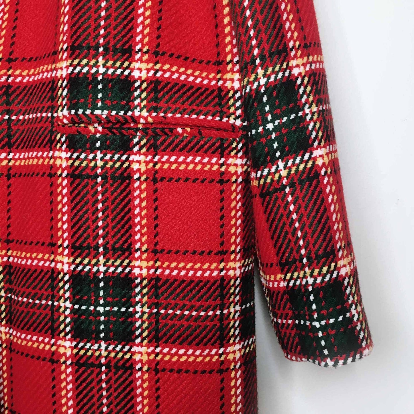 freez red tartan plaid long jacket - size 12 (small)