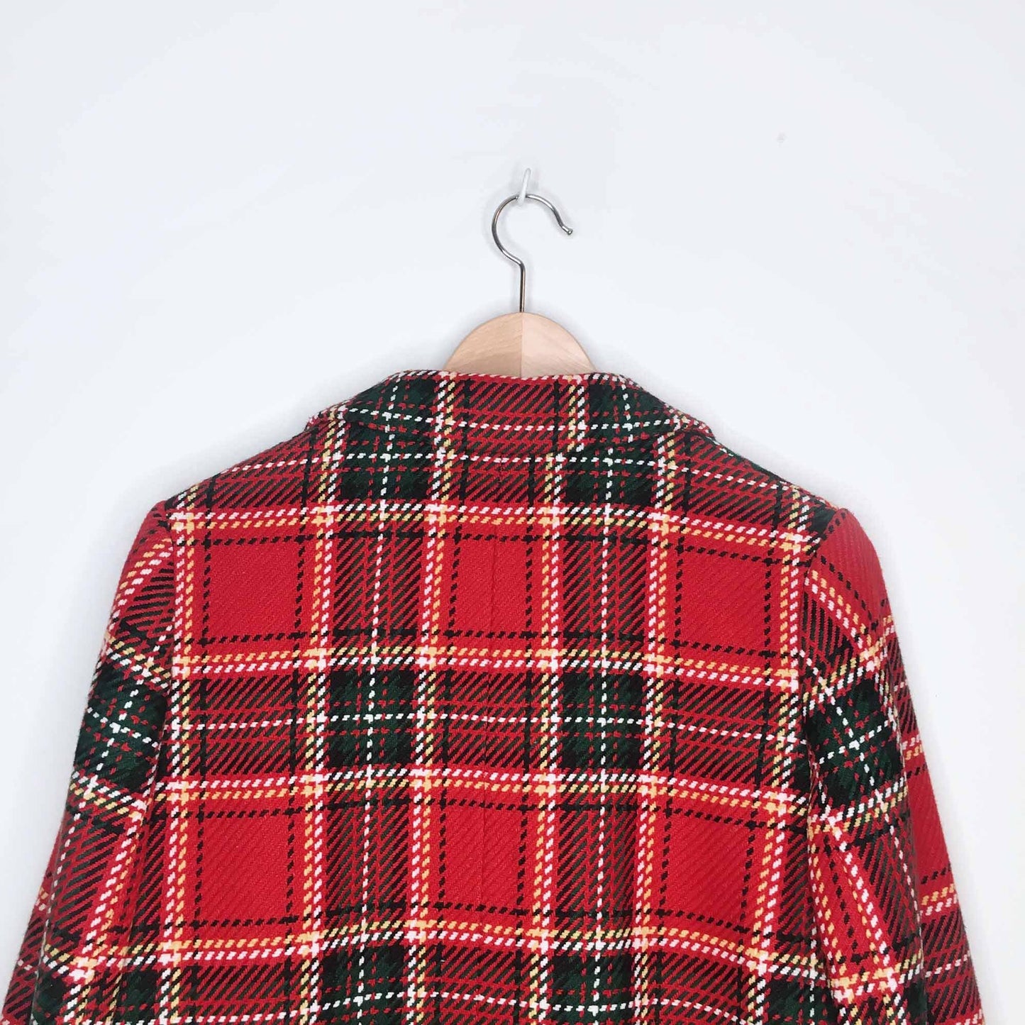 freez red tartan plaid long jacket - size 12 (small)