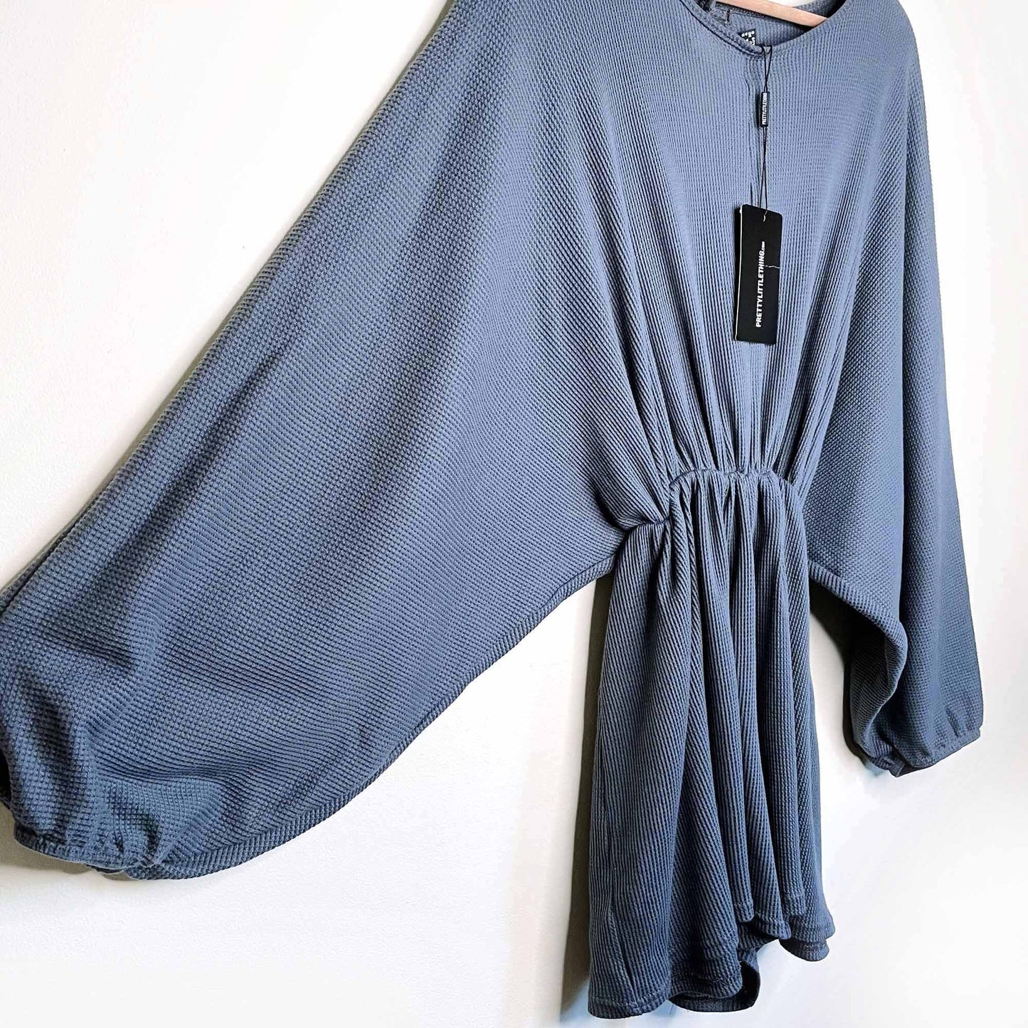 nwt pretty little thing waffle kimono sleeve playsuit - size 4