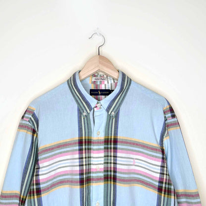 vintage polo ralph lauren madras button down - size xl