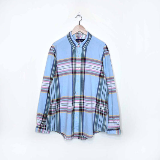 vintage polo ralph lauren madras button down - size xl