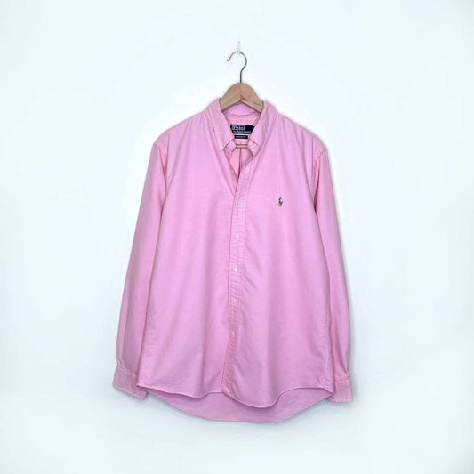 vintage 90's polo ralph lauren pink custom fit oxford shirt - size large