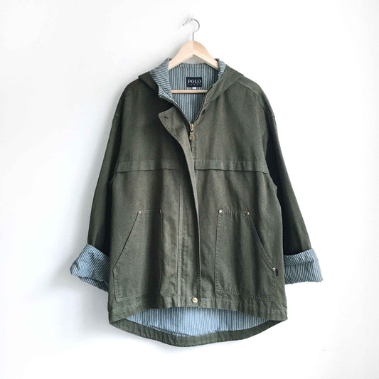 Polo Jeans cotton twill lined hooded jacket - size 34