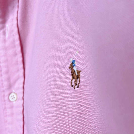 vintage 90's polo ralph lauren pink custom fit oxford shirt - size large