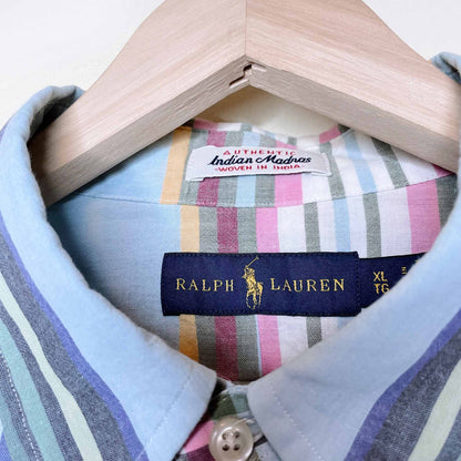 vintage polo ralph lauren madras button down - size xl