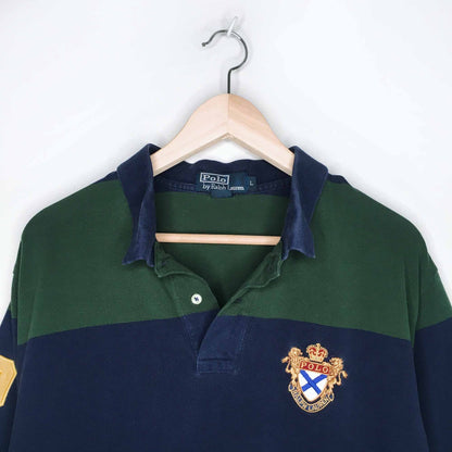 Polo Ralph Lauren crest rugby green stripe shirt - size Large