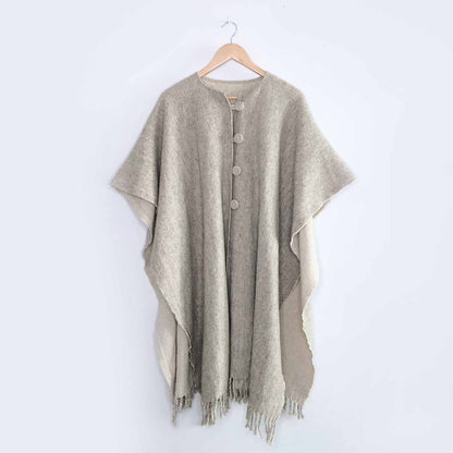 Vintage wool fringe blanket poncho - OS