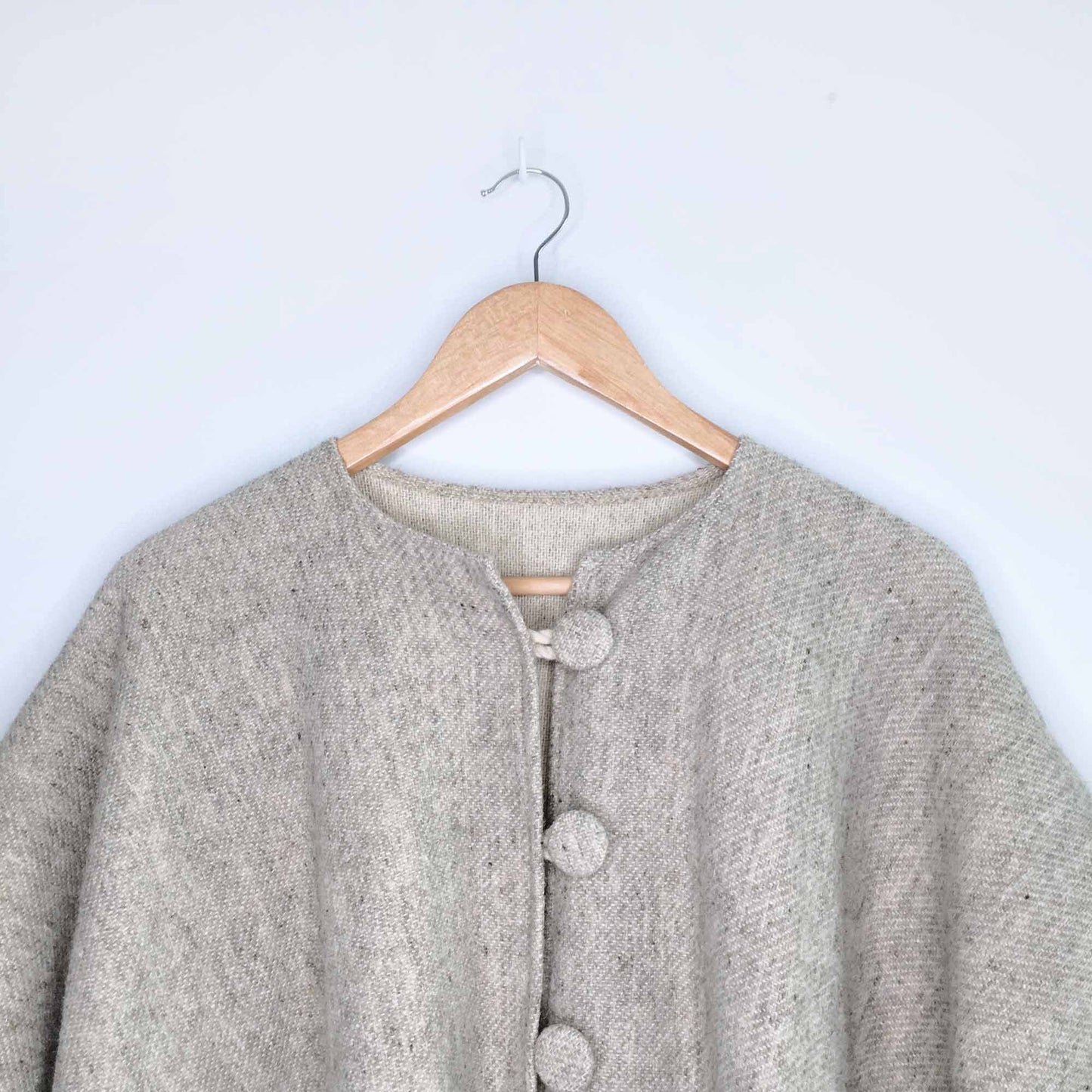 Vintage wool fringe blanket poncho - OS