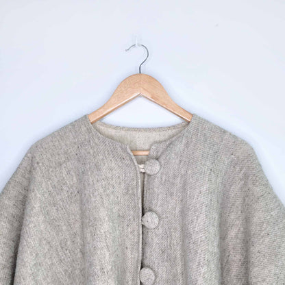 Vintage wool fringe blanket poncho - OS