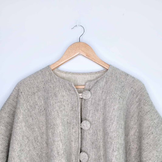 Vintage wool fringe blanket poncho - OS
