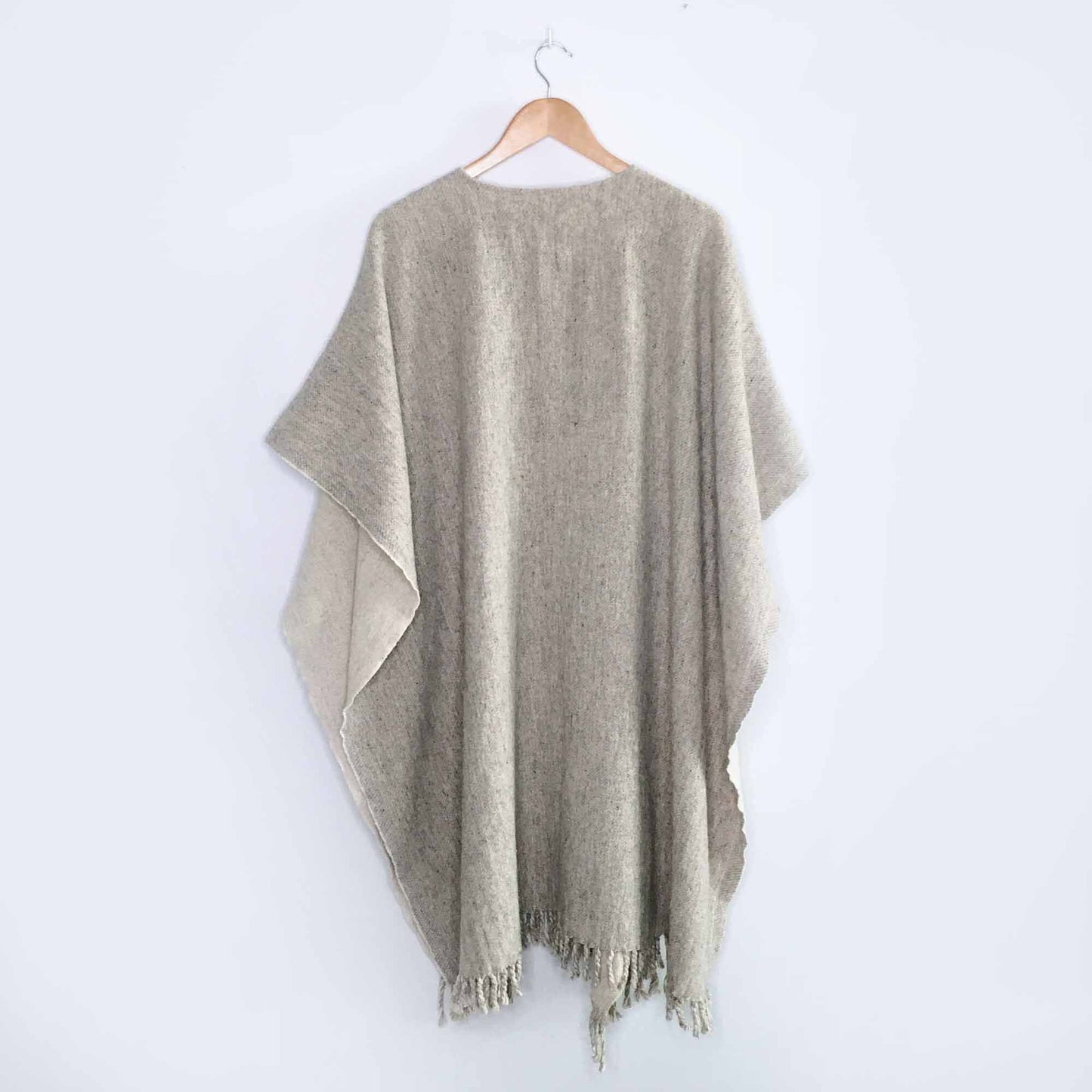 Vintage wool fringe blanket poncho - OS