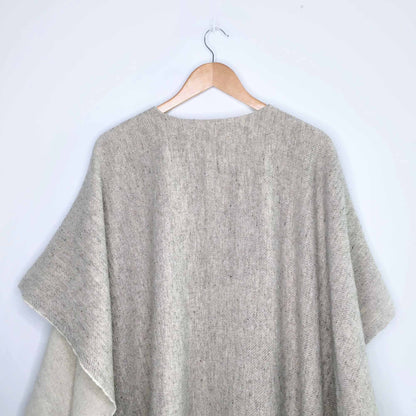 Vintage wool fringe blanket poncho - OS