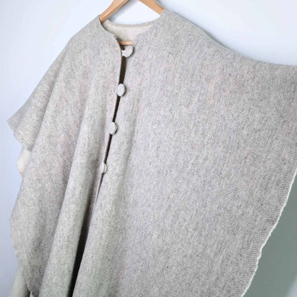 Vintage wool fringe blanket poncho - OS