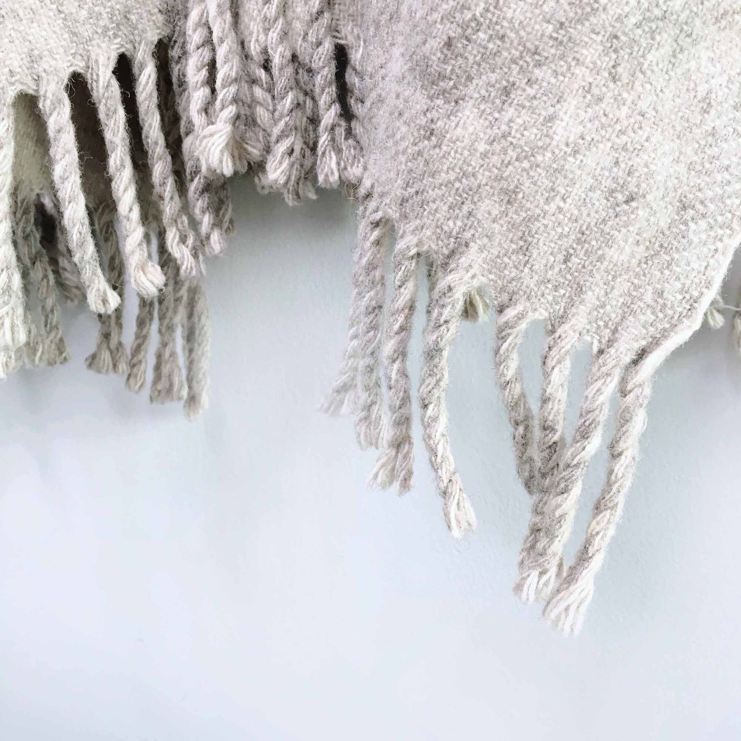 Vintage wool fringe blanket poncho - OS