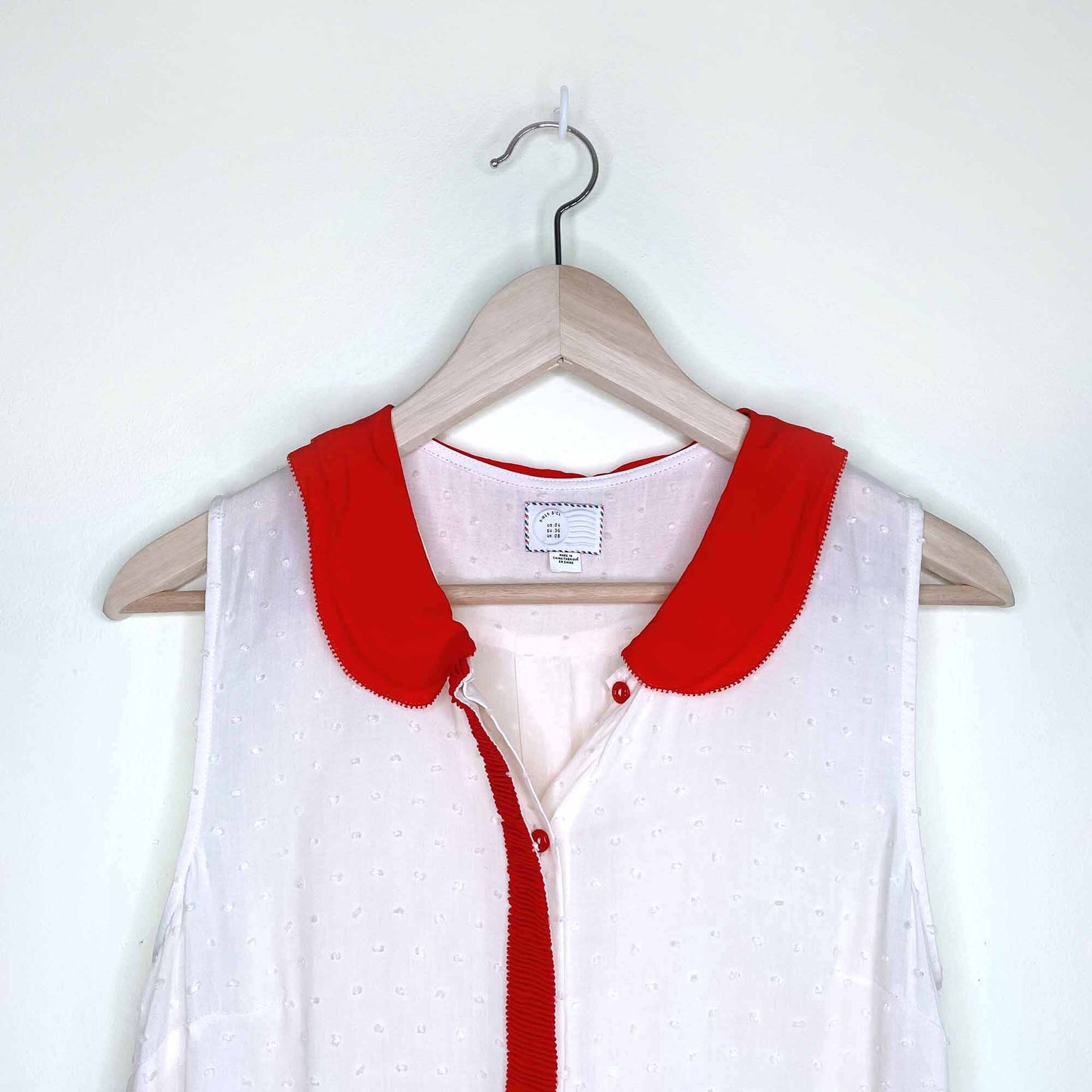 postmark louisa swiss dot sleeveless blouse - size 4