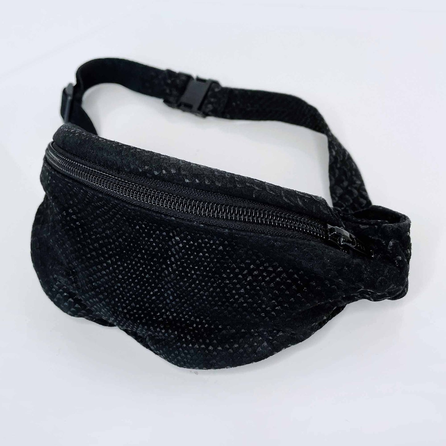 vintage black snakeskin embossed suede fanny pack