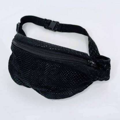 vintage black snakeskin embossed suede fanny pack