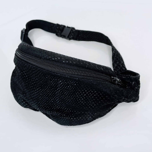 vintage black snakeskin embossed suede fanny pack